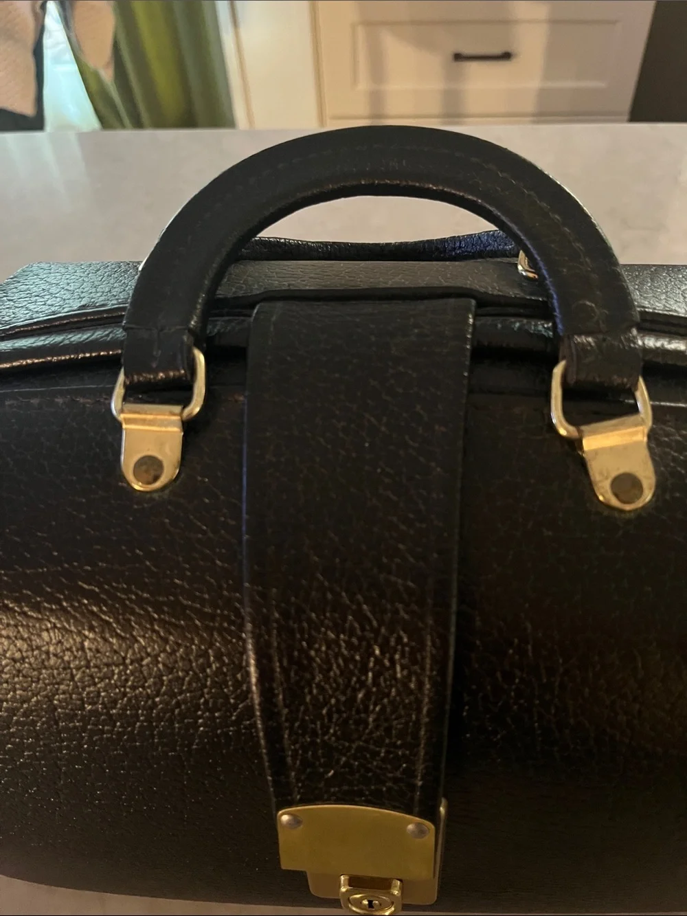 Vintage  Grafco Black Leather Doctor Physician Medical Bag Satchel E9 1542